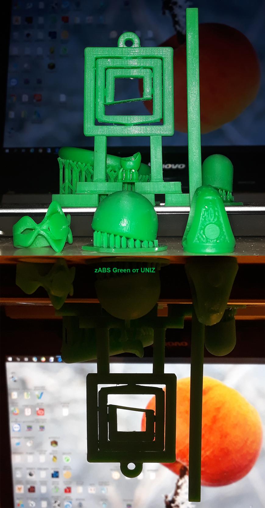 Как полимер печатал в воздух. Кулон. zABS Green от UNIZ. UNIZ PLUS