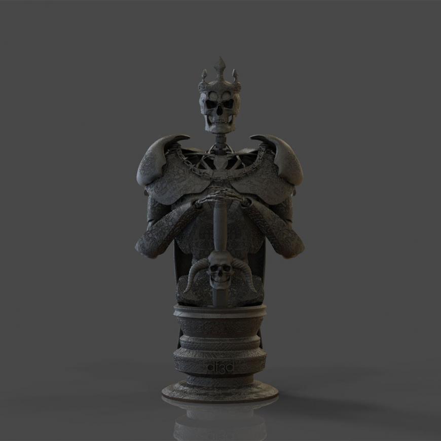 df3d предлагает эксклюзивные 3D-печатные шахматные фигуры в виде воинов-скелетов