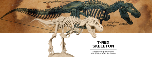 MakerBot предлагает напечатать модели скелета и черепа тираннозавра