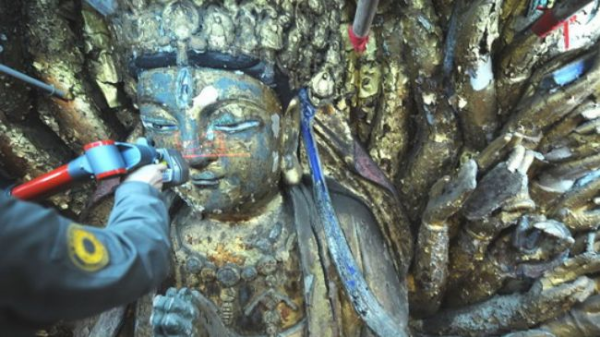 800-летнюю буддистскую статую реставрируют при помощи технологии трехмерной печати