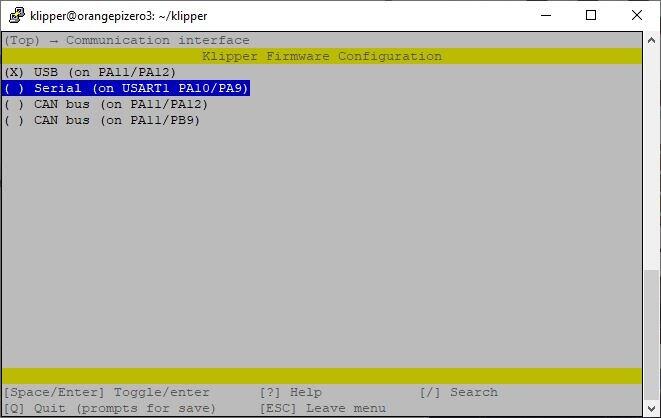 Установка Klipper на Orange Pi Zero 3 + Ender 3 (armbian)