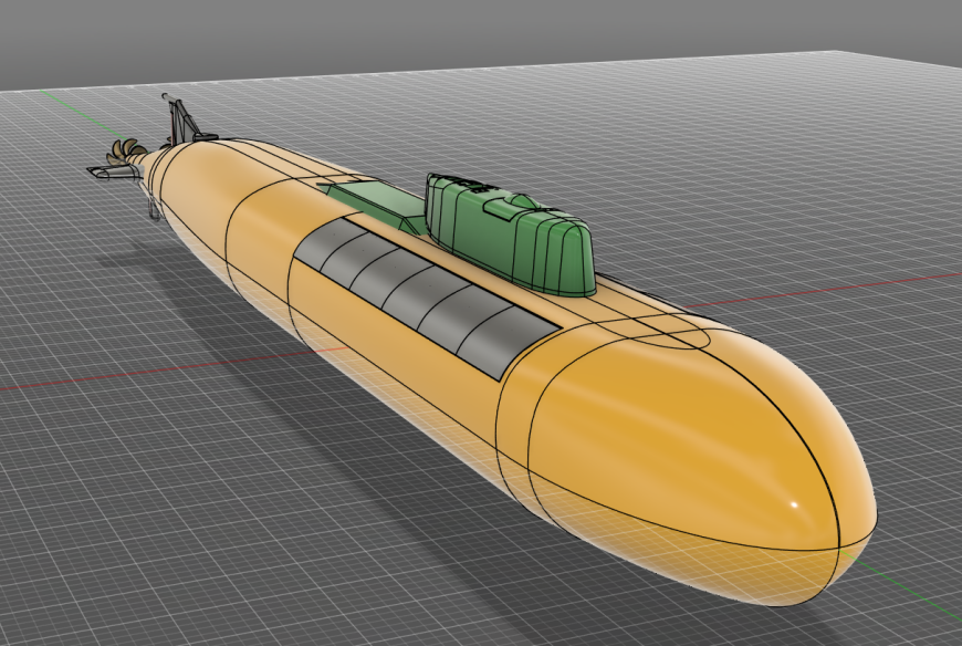 Стендовая модель АПЛ проекта 949А в масштабе 1:144