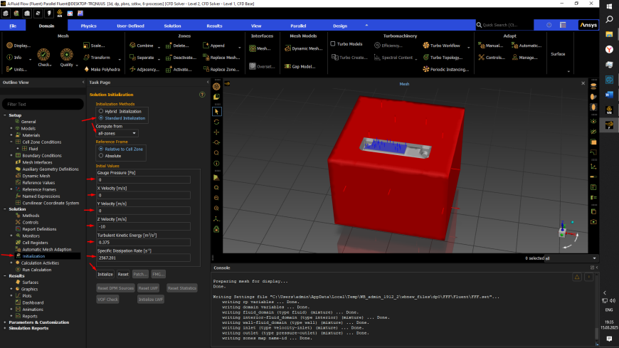 Расчет воздушных потоков обдува сопла в Ansys Fluent