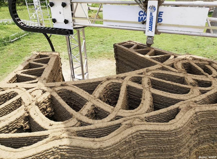 Компания WASP возводит экологичный 3D-печатный дом из глины
