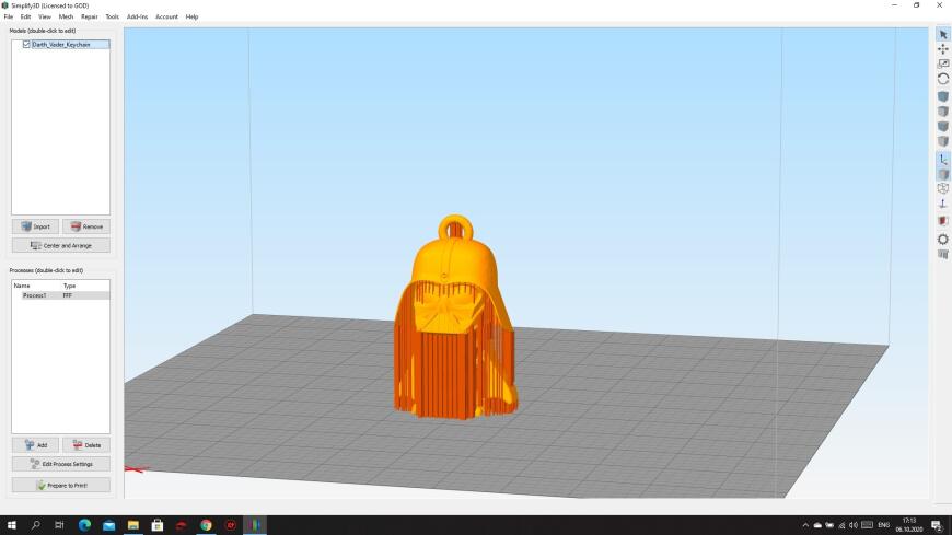 при слайсинге в Simplify3D показывает и печатает только поддержки