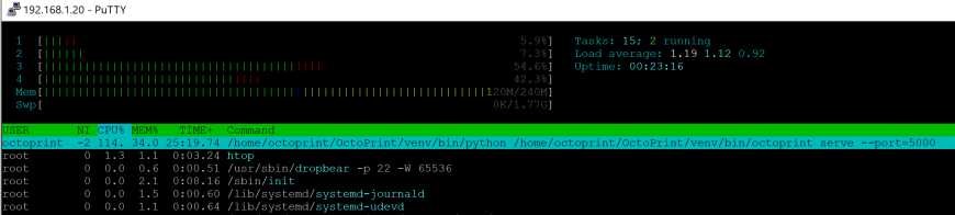 Октопринт грузин Orange PI Zero 256Mb на 115% - это нормально?