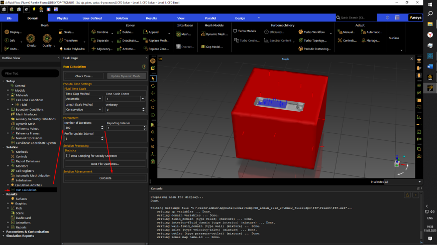 Расчет воздушных потоков обдува сопла в Ansys Fluent
