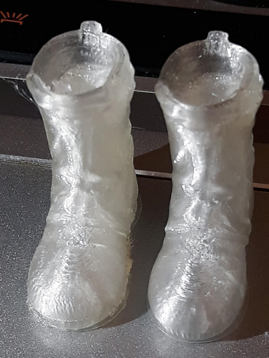 Сапог из PETG высотой слоя 0.05мм. или 50 микрон. + ещё сапоги