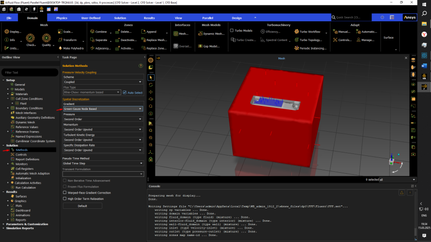 Расчет воздушных потоков обдува сопла в Ansys Fluent