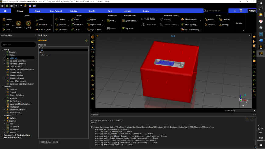 Расчет воздушных потоков обдува сопла в Ansys Fluent