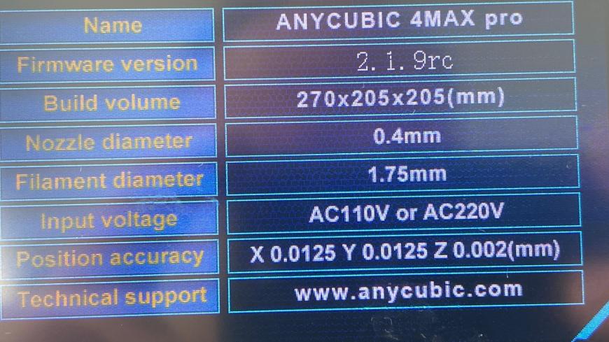 Решение проблем с температурой стола привели к замене прошивки на Anycubic 4MAX Pro. Все заработало.