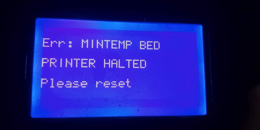 ошибки Ender 3 THERMAL RUNAWAY и MINTEMP BED что означают?