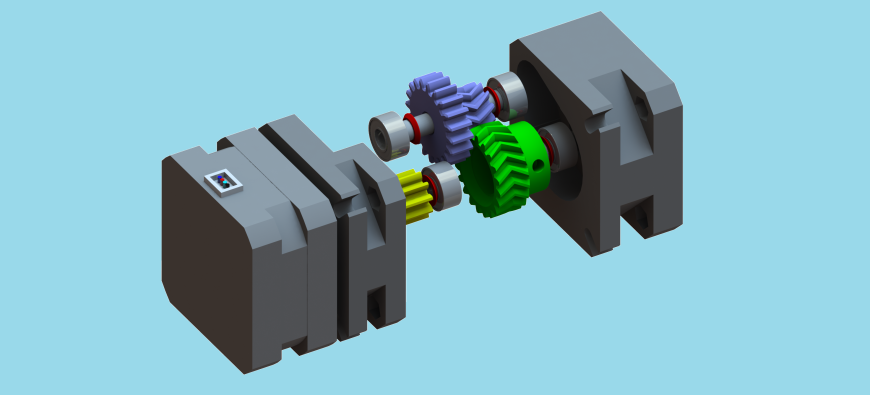 Двухступенчатый соосный печатный редуктор с i=4 на Nema17
