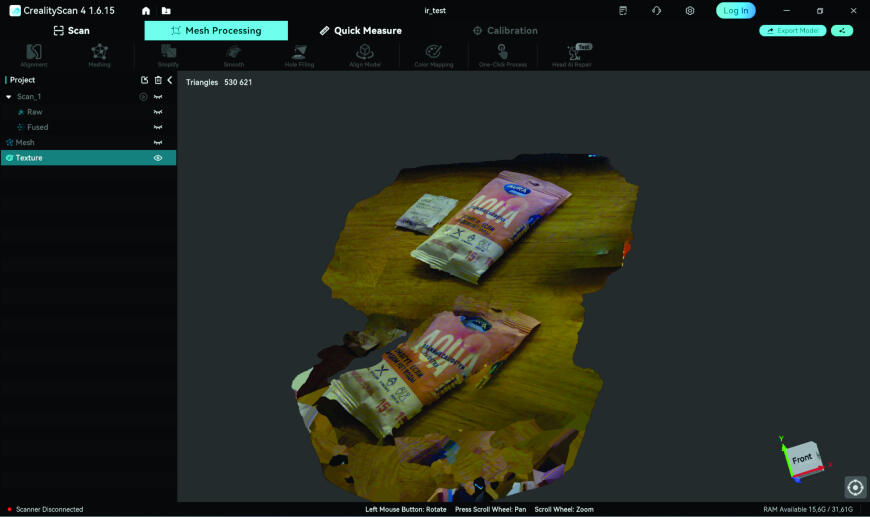 Для чего нужен инфракрасный режим у сканера Creality Raptor Pro?