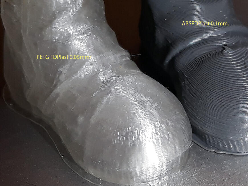 Сапог из PETG высотой слоя 0.05мм. или 50 микрон. + ещё сапоги