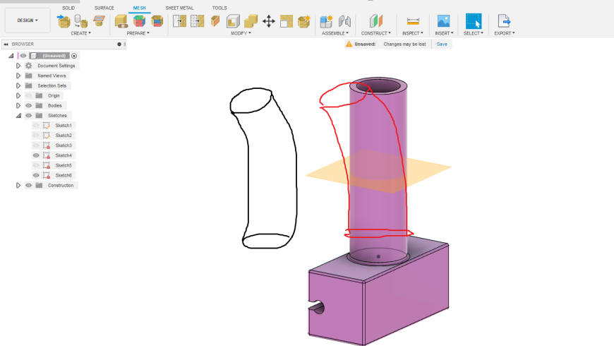 Подскажите как изменить угол наклона цилиндра FUSION 360