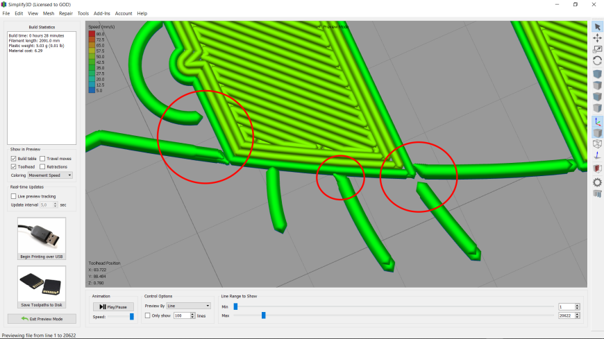 После слайсинга образуются разрывы Simplify3D