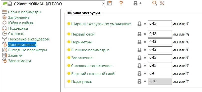 В чем смысл увеличения экструзии для сопла 0.4 разработчиком в дефолтных настройках?