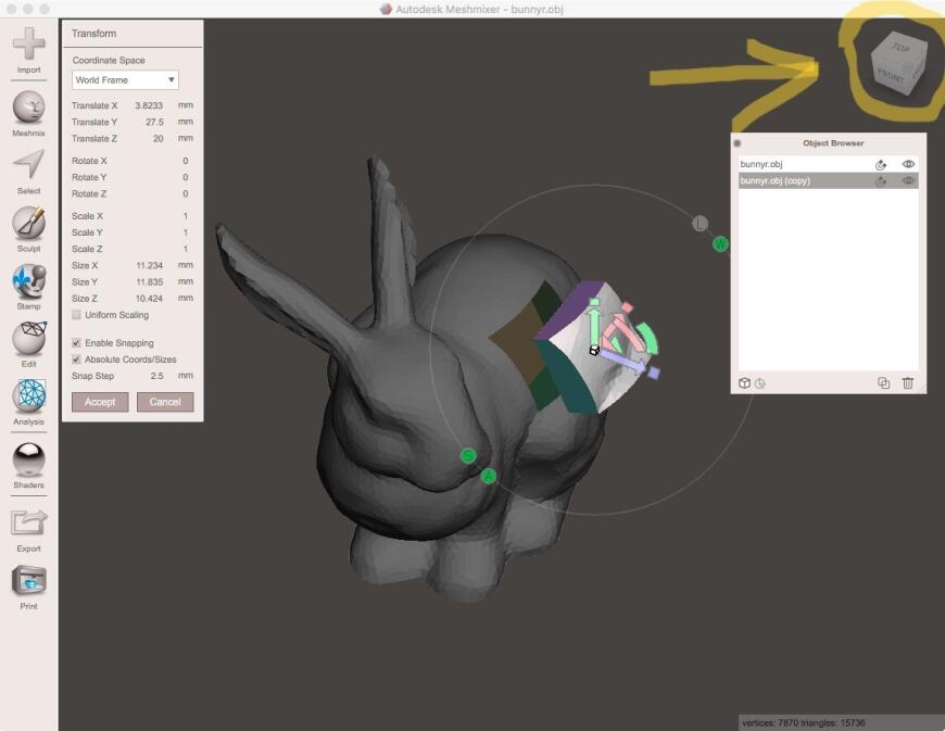НУЖНА ПОМОЩЬ!!!Как включить куб ориентации в meshmixer