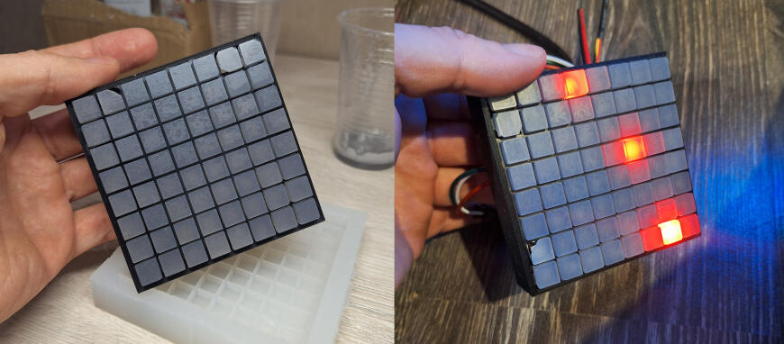 Модульные пиксельные экраны, часть 3: смола, силикон и 8х8