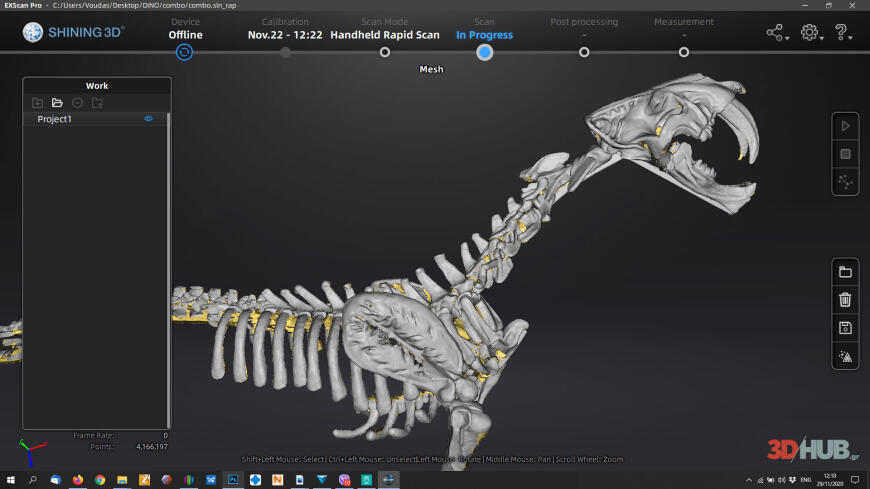 3D-сканер EinScan Pro HD в проекте по реконструкции скелета саблезубой кошки