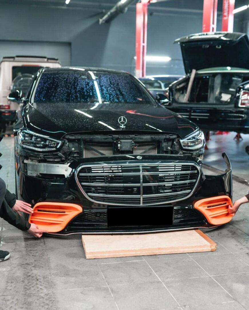 Напечатанные накладки в бампер Mercedes-Benz W223 BOX3D