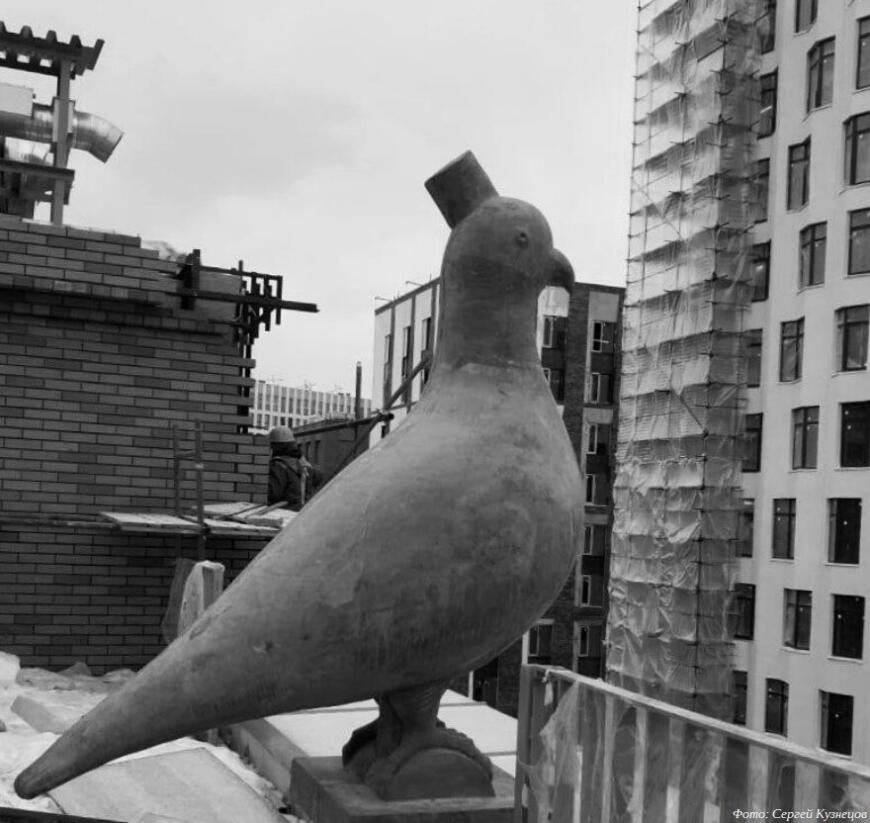 Один из домов жилого комплекса «Зиларт» украшают двухметровыми скульптурами голубей