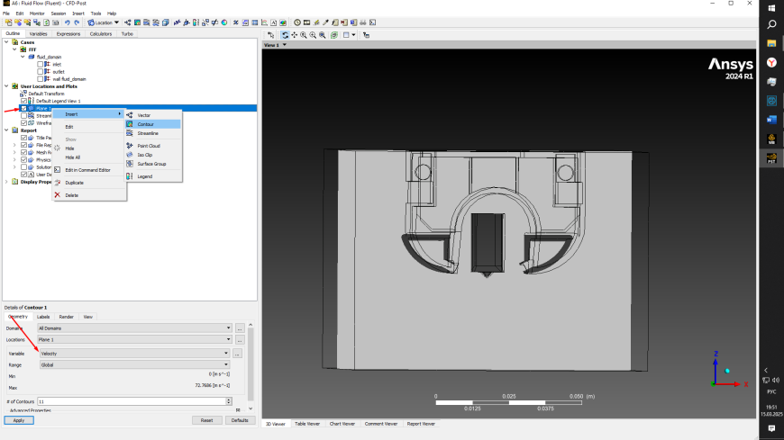 Расчет воздушных потоков обдува сопла в Ansys Fluent