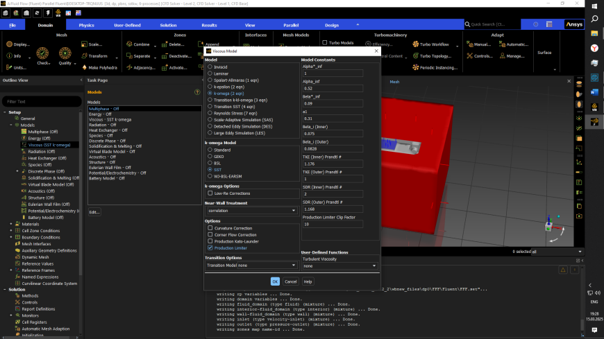 Расчет воздушных потоков обдува сопла в Ansys Fluent