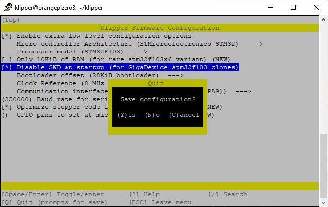 Установка Klipper на Orange Pi Zero 3 + Ender 3 (armbian)