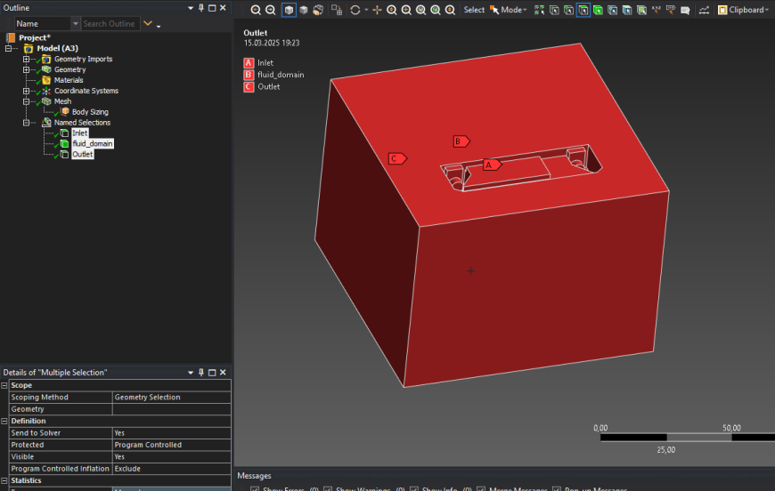 Расчет воздушных потоков обдува сопла в Ansys Fluent
