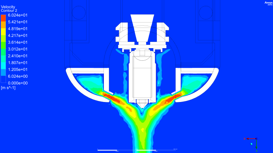 Расчет воздушных потоков обдува сопла в Ansys Fluent
