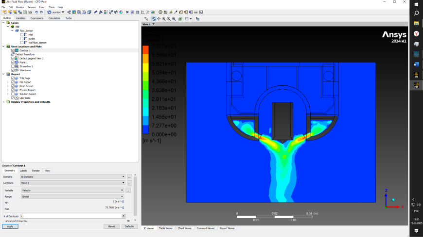 Расчет воздушных потоков обдува сопла в Ansys Fluent