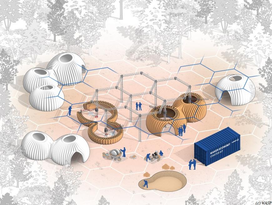 Компания WASP возводит экологичный 3D-печатный дом из глины