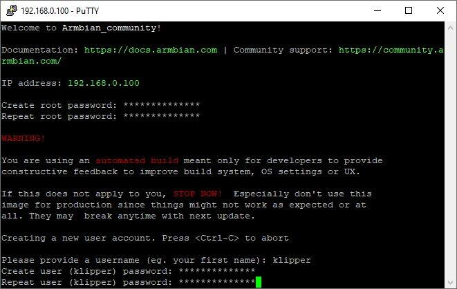 Установка Klipper на Orange Pi Zero 3 + Ender 3 (armbian)