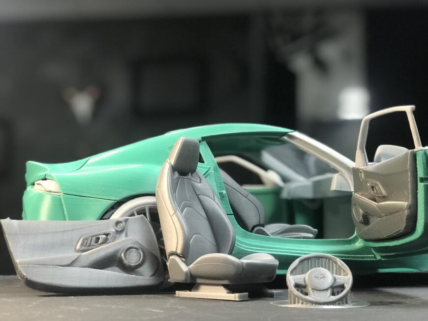 Печать сборной модели Toyota Supra A90 в масштабе 1-10 (Часть 3 Сопло 0.2 и детали салона)