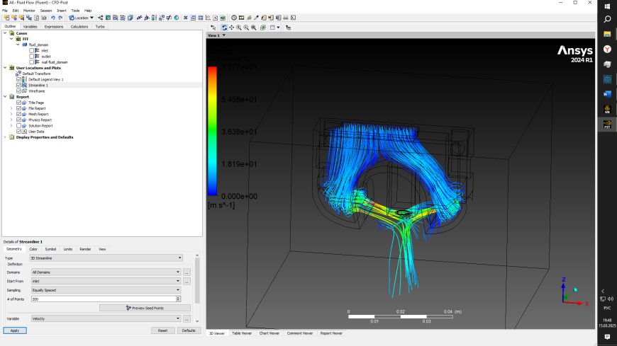 Расчет воздушных потоков обдува сопла в Ansys Fluent