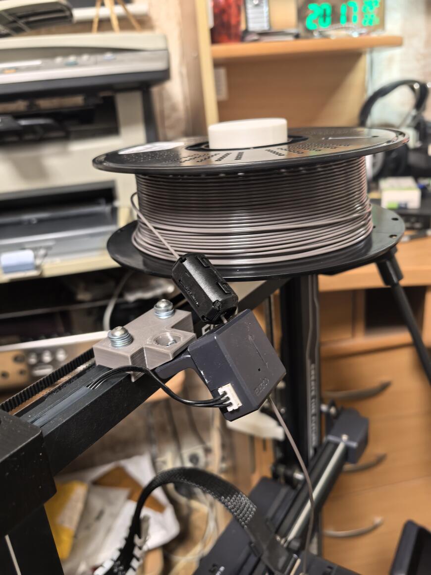 Горизонтальное расположение катушки с филаментом