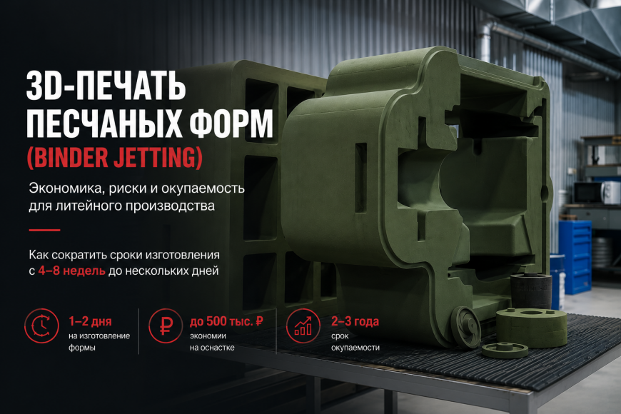 Применение 3D-печати песчаных форм (Binder Jetting) для решения типовых задач литейного производства: экономика, риски и окупаемость Применение 3D-печати песчаных форм (Binder Jetting) для решения типовых задач литейного производства: экономика, риски и окупаемость