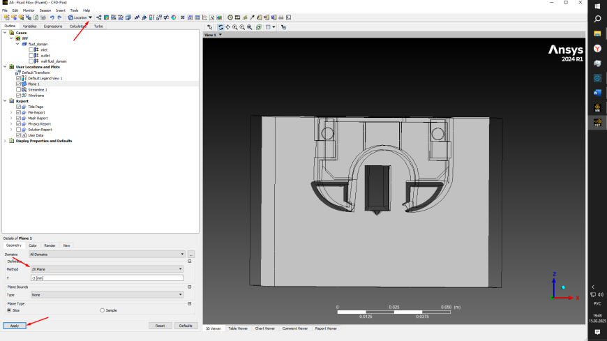 Расчет воздушных потоков обдува сопла в Ansys Fluent