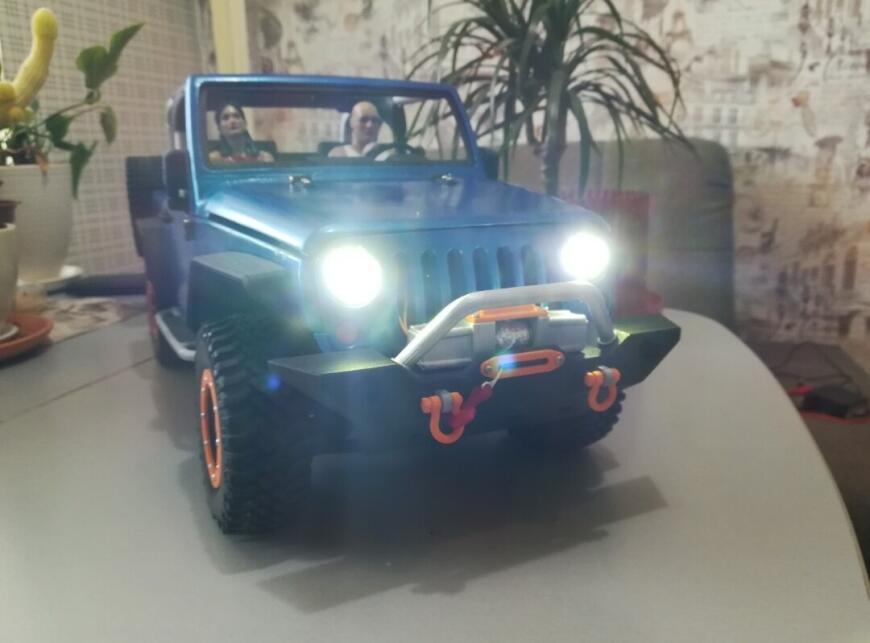 Радиоуправляемый Jeep Wrangler Rubicon 4WD 1:8 напечатанный на 3D принтере.