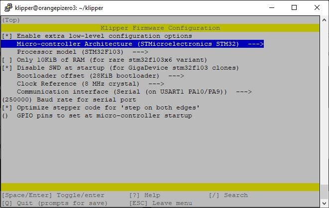Установка Klipper на Orange Pi Zero 3 + Ender 3 (armbian)