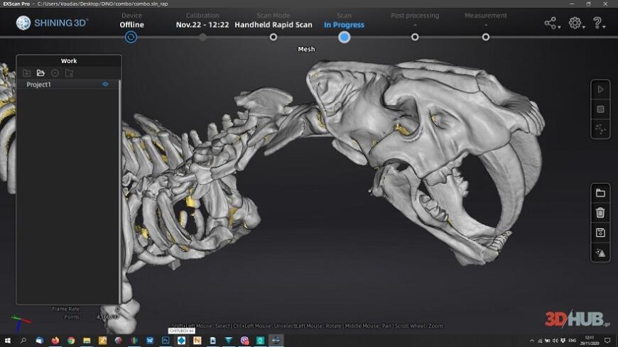 3D-сканер EinScan Pro HD в проекте по реконструкции скелета саблезубой кошки