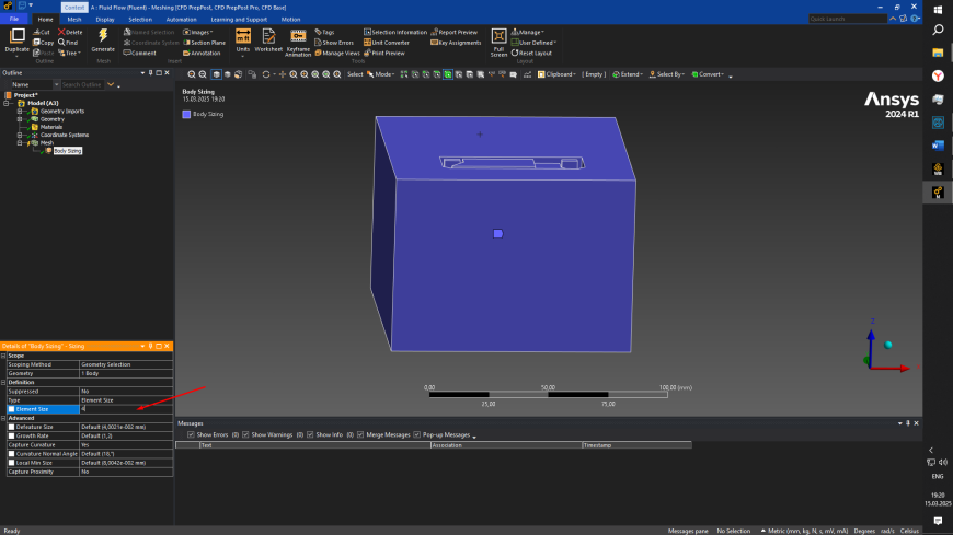 Расчет воздушных потоков обдува сопла в Ansys Fluent
