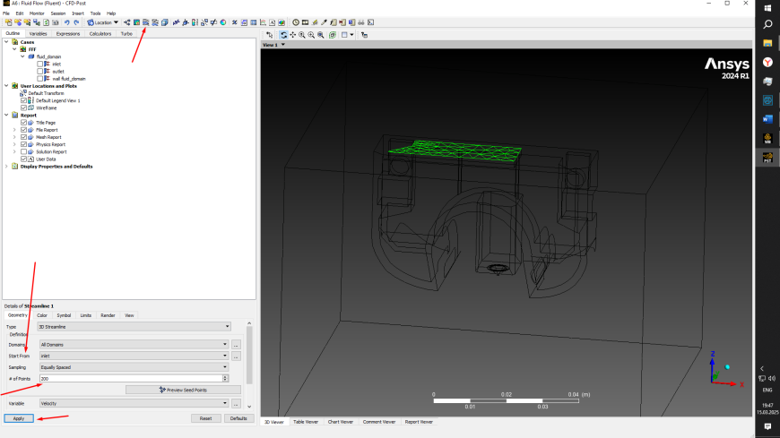 Расчет воздушных потоков обдува сопла в Ansys Fluent