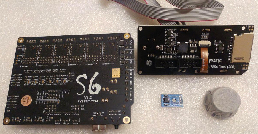 Мама FYSETC S6 (v1.2) + экран FYSETC Mini12864LCD (RGB) + EEPROM +4x4988