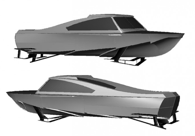 3-D моделирование катера на подводных крыльях Волга