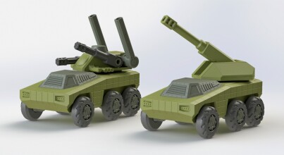 Боевая машина с модулями САУ, РПК