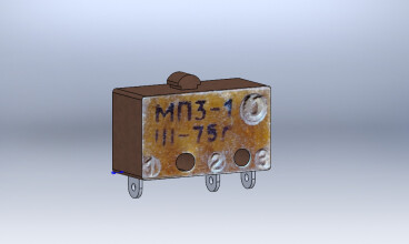 Микропереключатель МП3-1 Советский. Модель STEP, STL и SolidWorks для макетирования и моделирования.