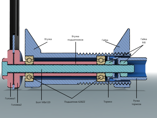 3d модель Держатель катушки филамента на подшипниках с тормозом для 3d ...